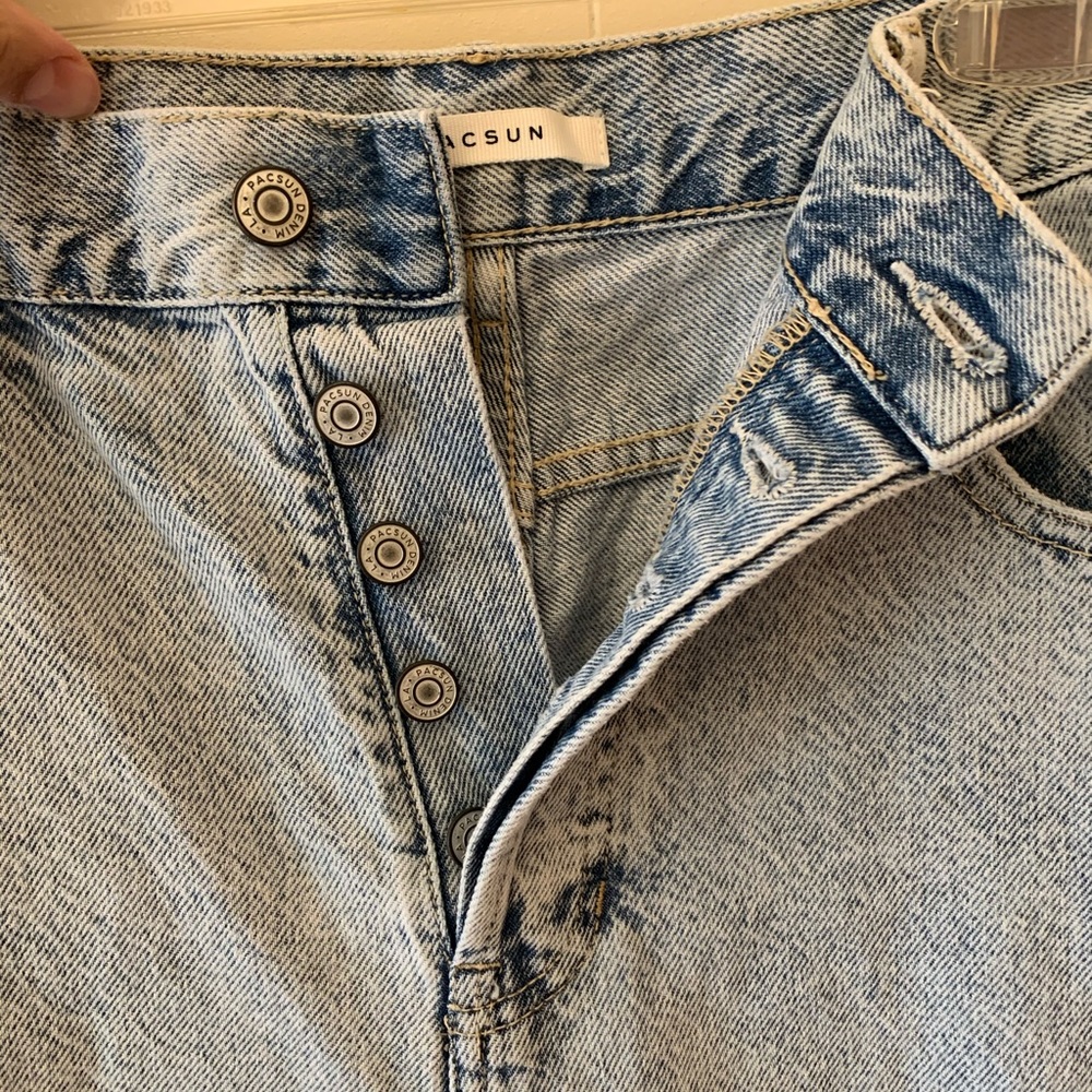 PACSUN High Rise Straight Ripped Button Fly Jeans - Picture 6 of 11